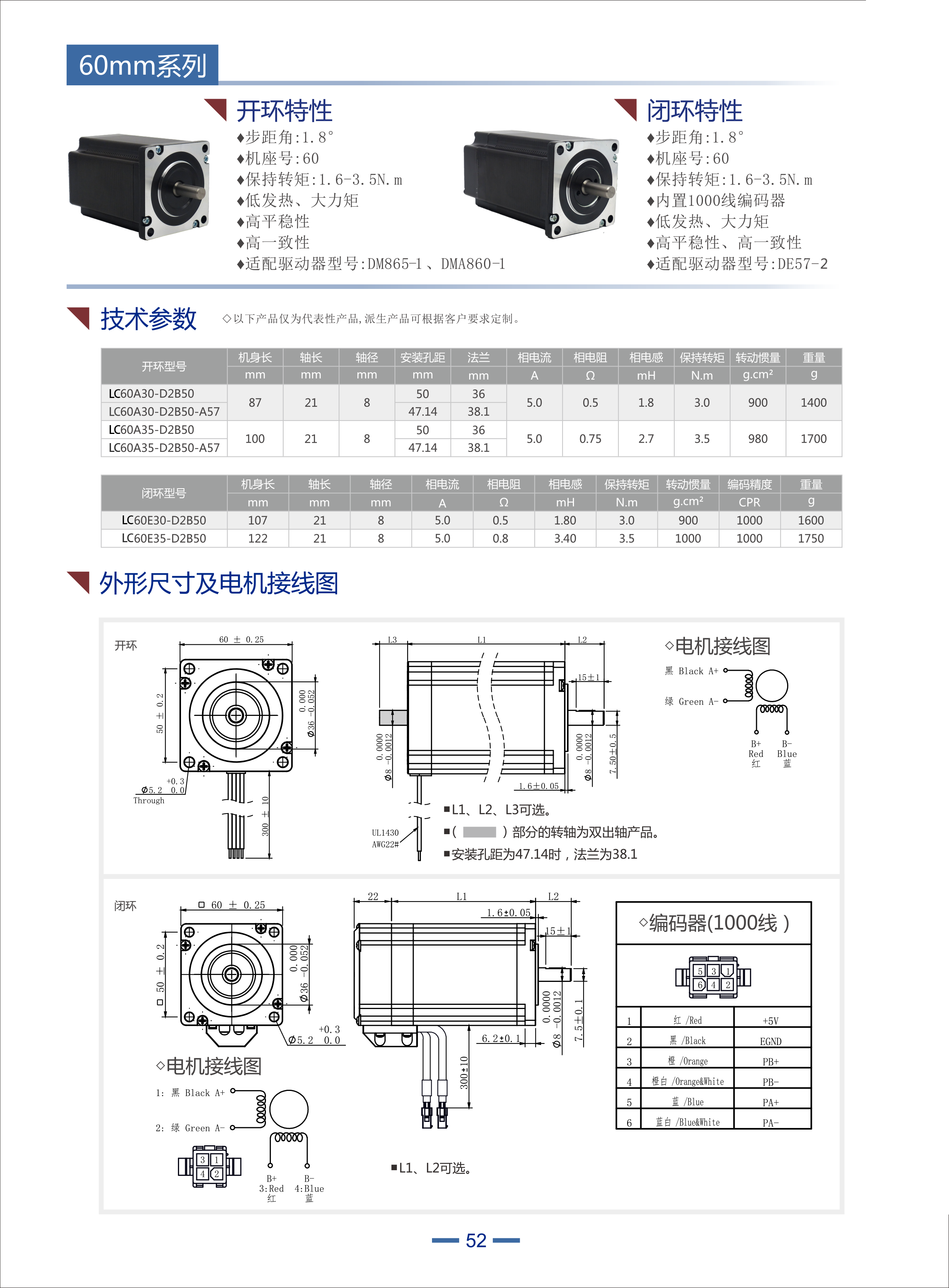 立成60開環(huán)/閉環(huán)/剎車步進(jìn)電機(jī)詳細(xì)參數(shù)